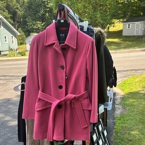 Chic Pink Belted Trench Coat by